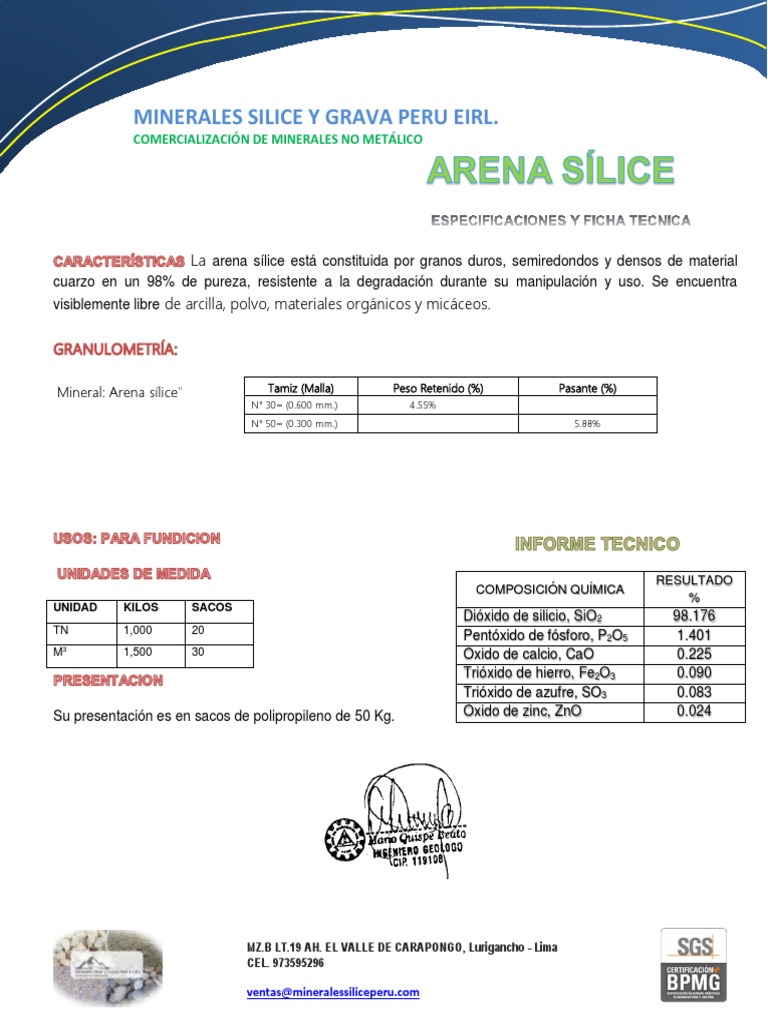 Ficha Tecnica Arena Silice 30+50 PDF