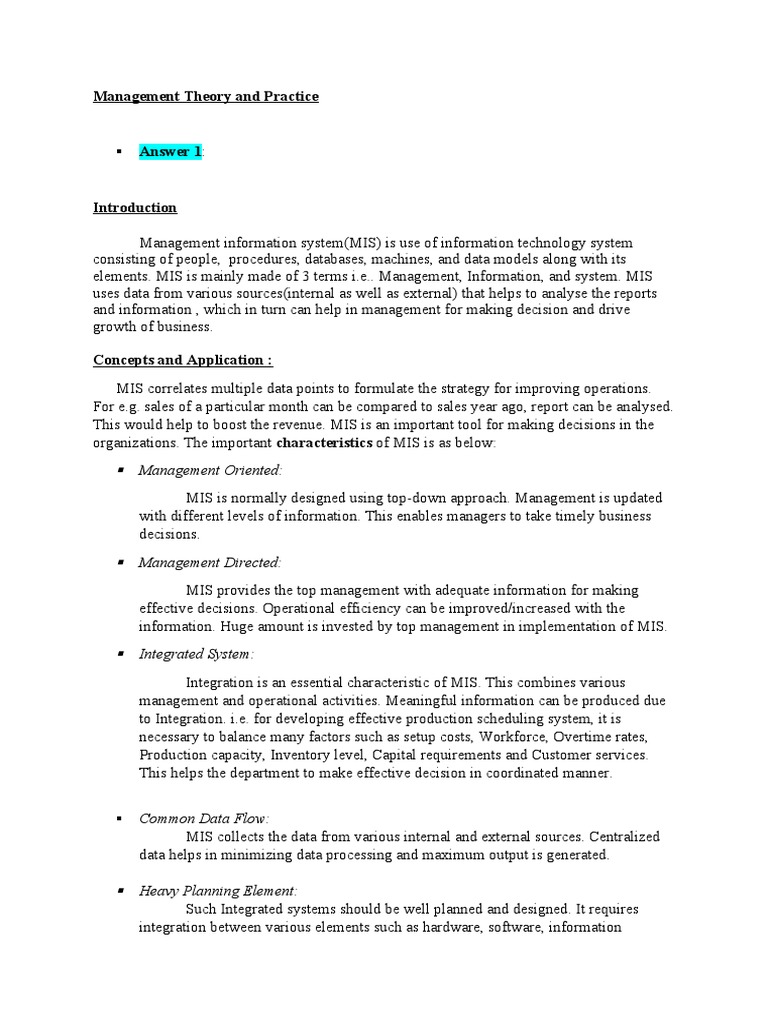 Management Theory and Practice | PDF | Databases | Information