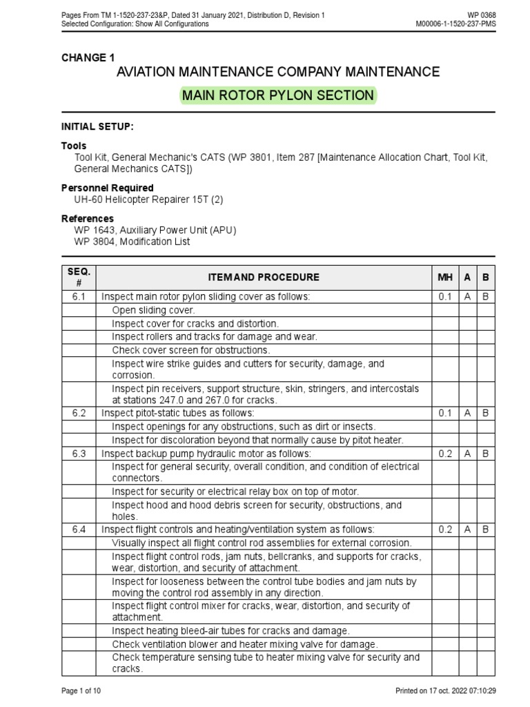 PMS Main Rotor Pylon Section | PDF | Helicopter Rotor | Valve