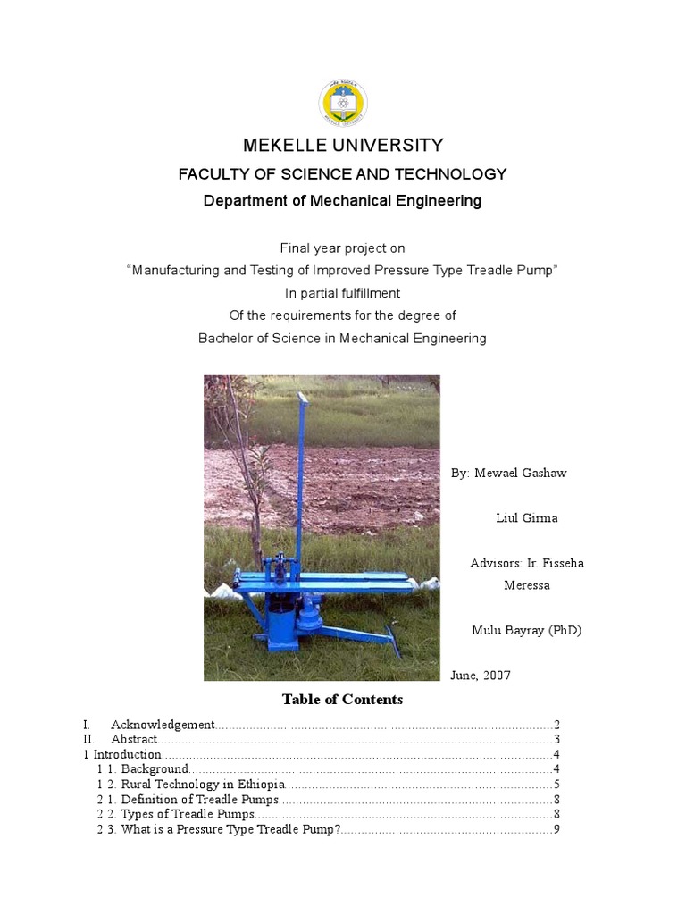 Final Year Project Report | PDF | Pump | Machining