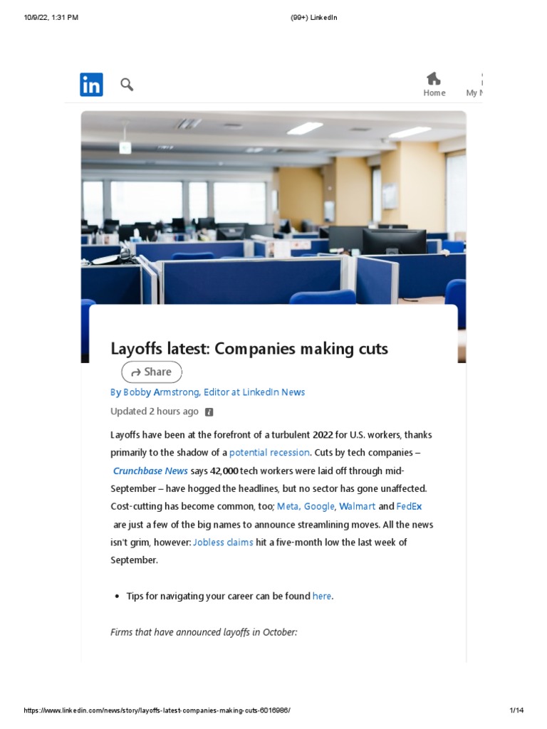 Layoffs Linkedin 20221009 PDF Layoff Linked In
