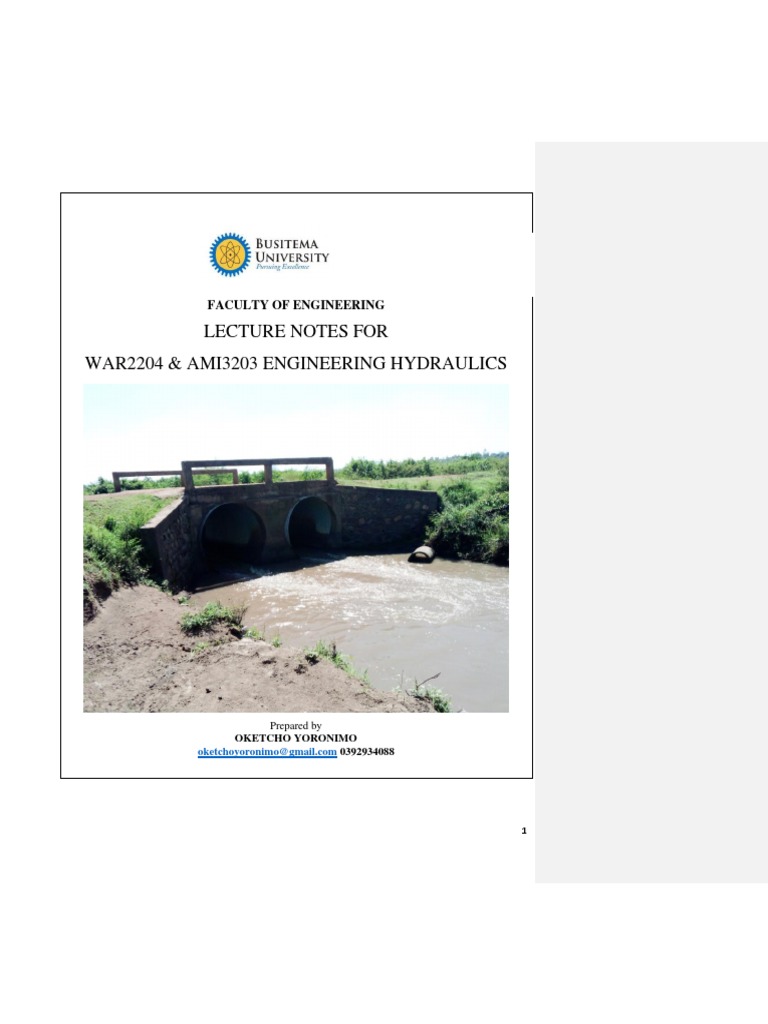 Engineering Hydraulics-2022 | PDF | Fluid Dynamics | Reynolds Number