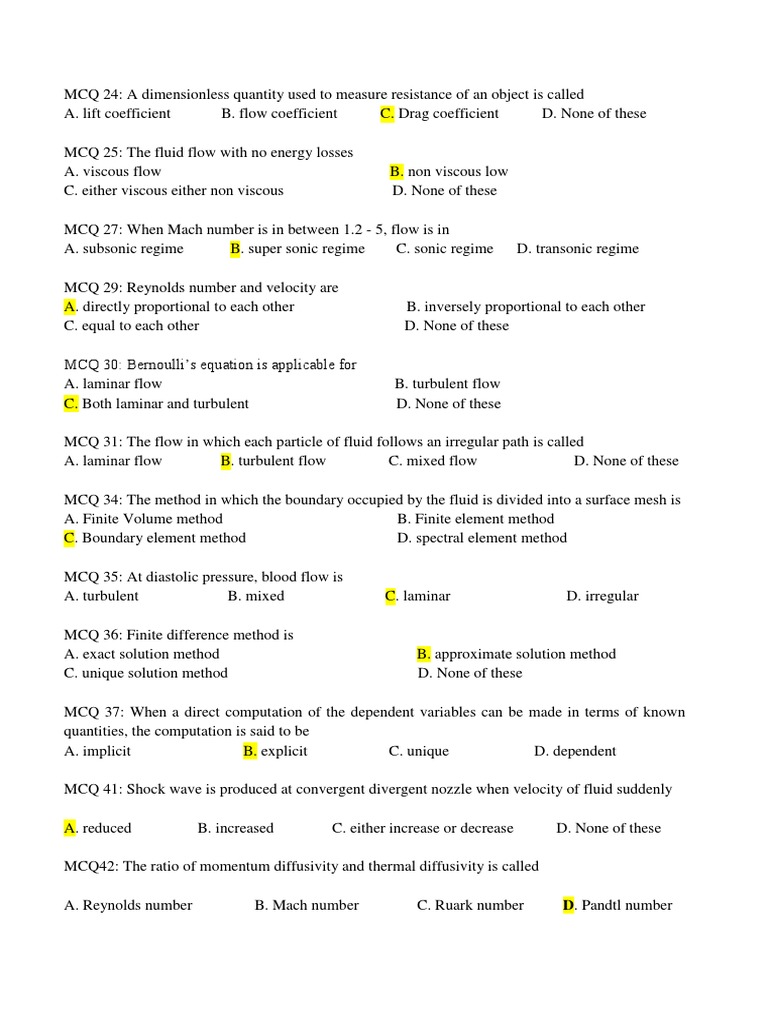 MCQ CFD | PDF | Fluid Dynamics | Turbulence