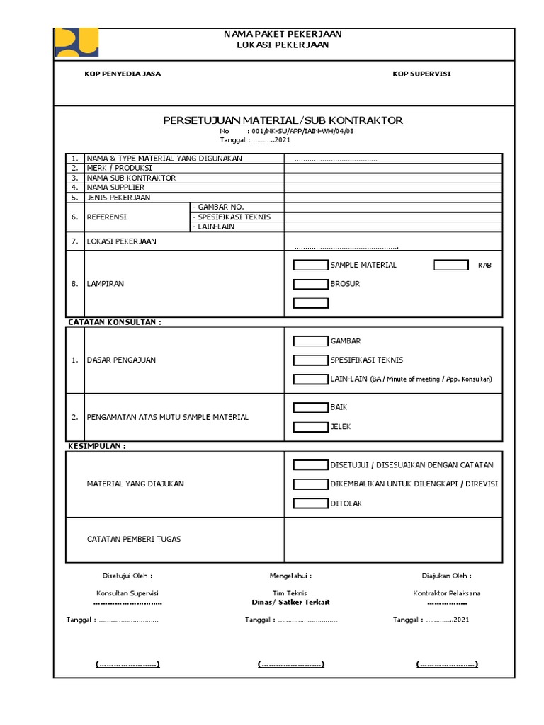 Contoh Form Approval Material Proyek | PDF | Seni | Komputer