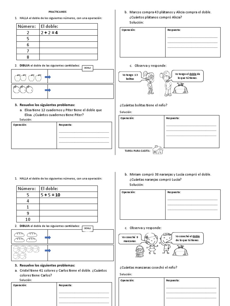 Practica Doble de Un Numero | PDF