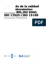 Postgrado de La Calidad en Los Laboratorios: Normas BPL, ISO 9000, ISO 17025 I ISO 15189