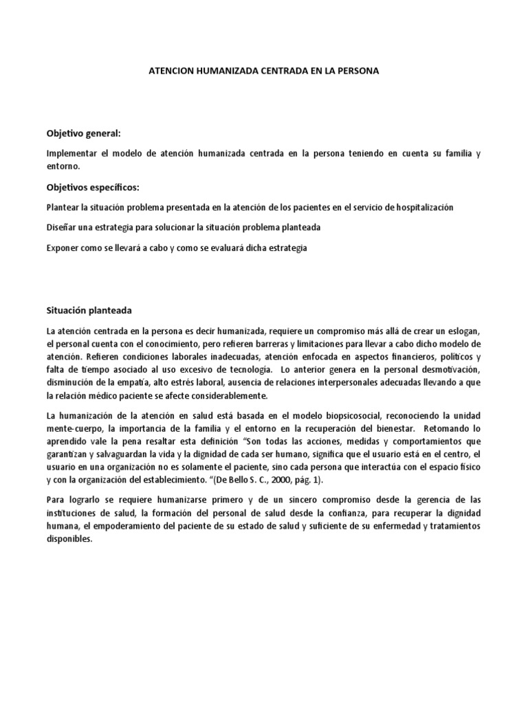 Atencion Humanizada Centrada En La Persona Descargar Gratis Pdf