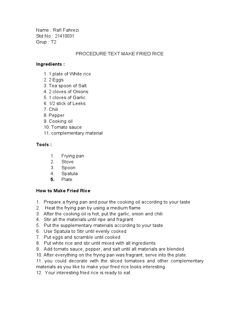 Rafi Fahrezi - Text Procedure | PDF