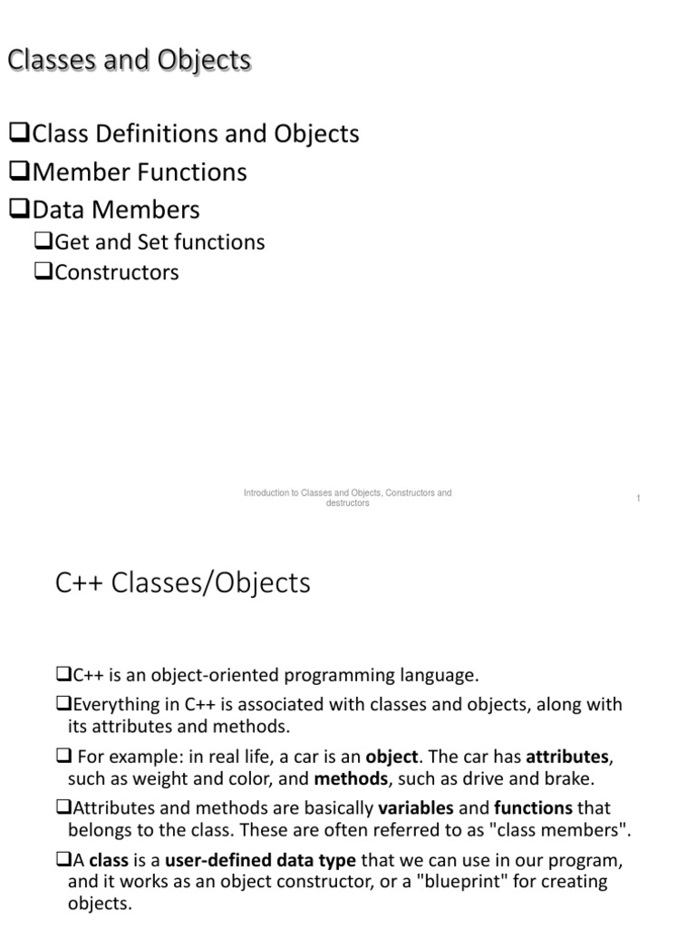 C classes and objects constructors update pdf class computer