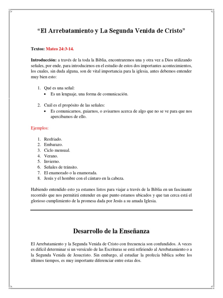 El Arrebatamiento y La Segunda Venida de Cristo | PDF | Éxtasis ...