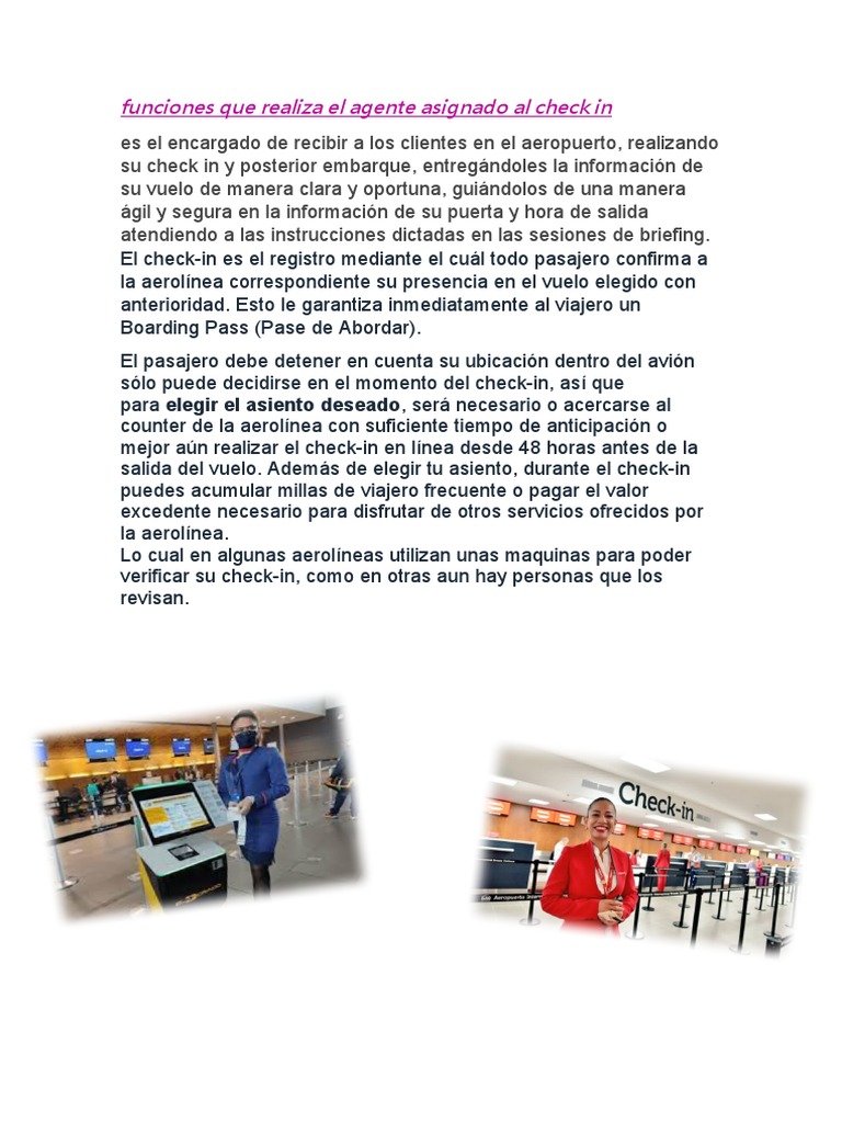 Funciones del Agente de Check-in | PDF | Finanzas y dinero | Informática