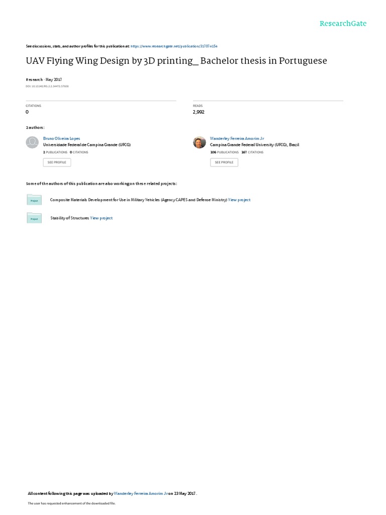 UAV Flying Wing Design by 3D Printing - Bachelor Thesis in Portuguese ...