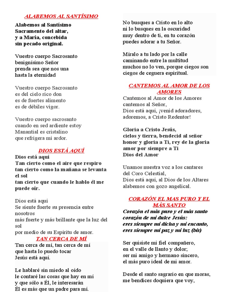 Cantos y letras para Jueves Santo | PDF | eucaristía | Amor