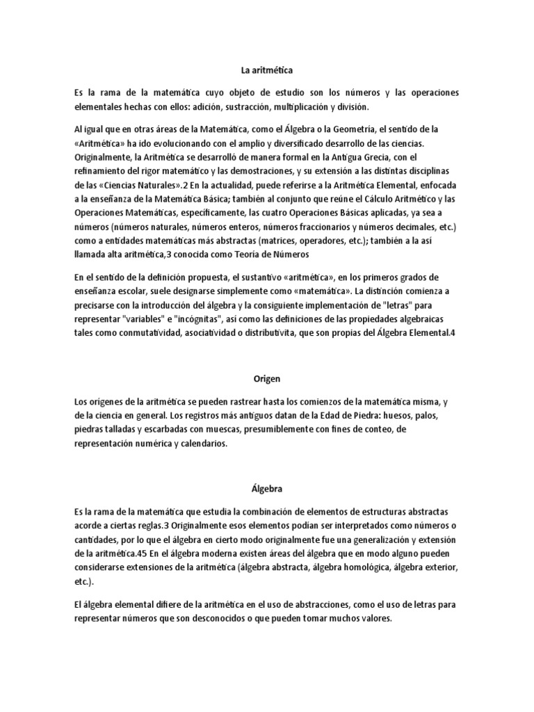 La Aritmética PDF Aritmética Matemáticas Aplicadas