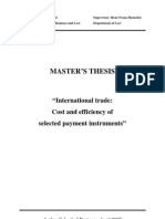 Master'S Thesis: "International Trade: Cost and Efficiency of Selected Payment Instruments"