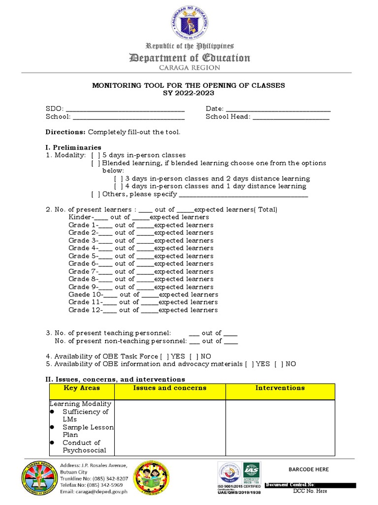 Revised Obe Monitoring Tool PDF Behavior Modification Cognition