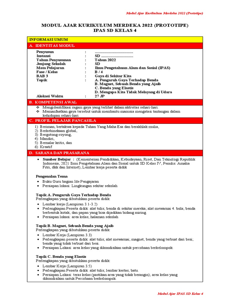 Modul Ajar IPAS Kelas 3 Bab 3 | PDF | Sains & Matematika