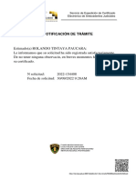 Notificación de Trámite: Servicio de Expedición de Certificado Electrónico de Antecedentes Judiciales