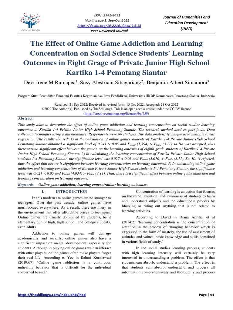 The Effect of Online Game Addiction and Learning Concentration On ...