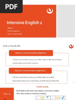 Intensive English 1: Week 2 Online Session 1 Unit 2: Family Life