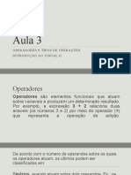 Introdução aos operadores e tipos de operações no Visual G