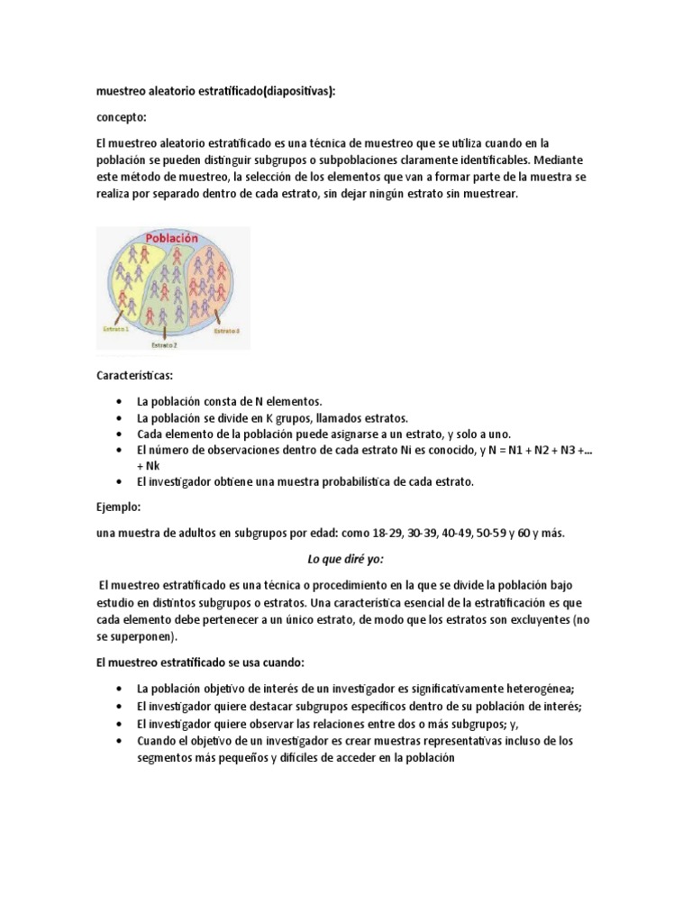 Muestreo Aleatorio Estratificado | PDF | Muestreo (Estadísticas) | Science
