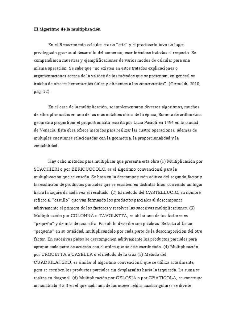 El Algoritmo de La Multiplicación | PDF | Álgebra | Ecuaciones