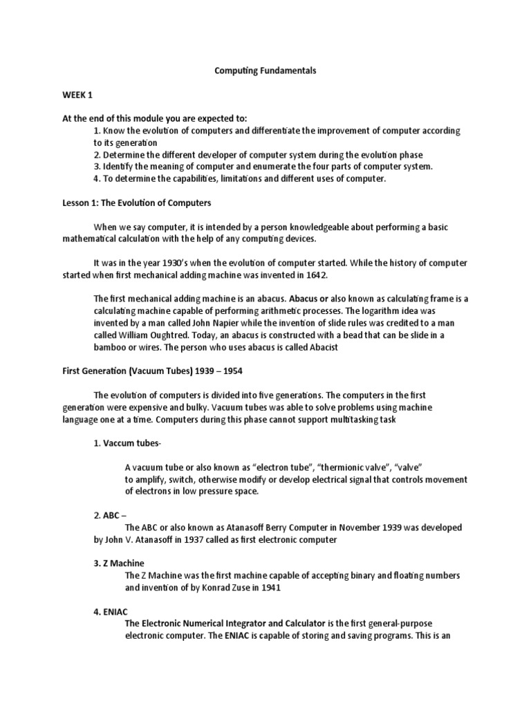 Evolution and Fundamentals of Computers | PDF | Computer Data Storage ...