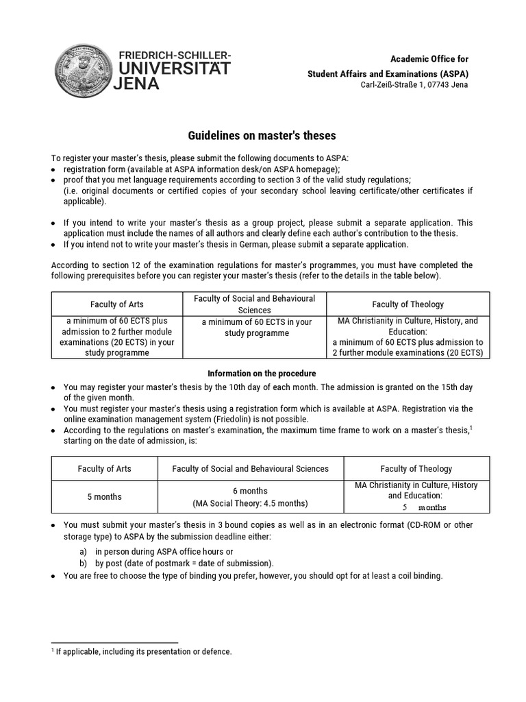Guidelines On Master's Theses PDF Master's Degree Thesis