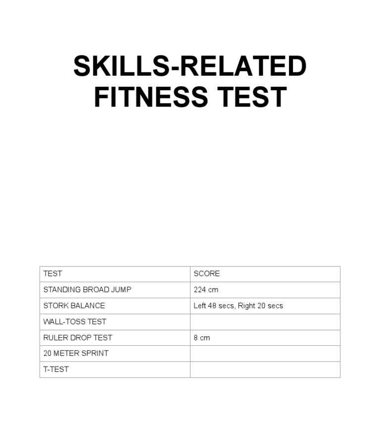 Skills-Related Fitness Test | PDF