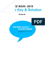 Answer Key & Solution: JEE MAIN-2015