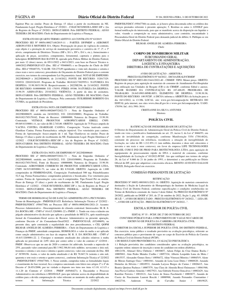 Dodf 204 31-10-2022 Integra-49-51 | PDF | Psicologia | Orçamento ...