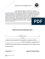 Designation of Authorized Agent Form