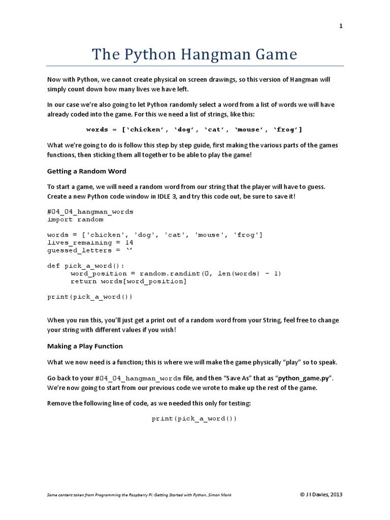 Hangman Guide | Download Free PDF | Python (Programming Language ...