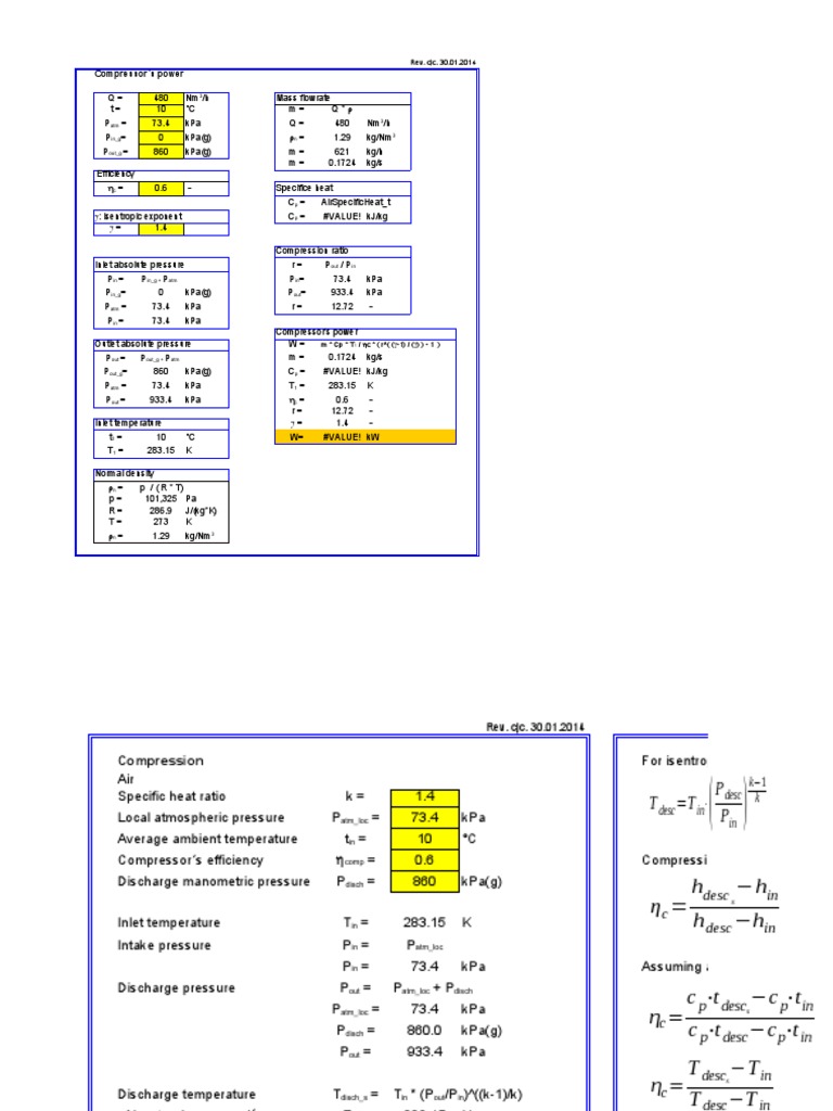 Compressor Power and Efficiency Analysis | PDF | Pressure | Chemistry