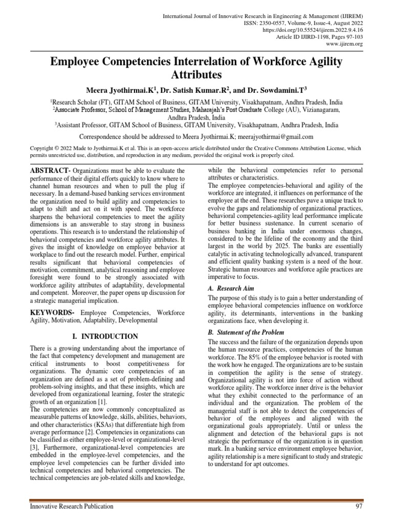 Employee Competencies Interrelation of Workforce Agility Attributes ...