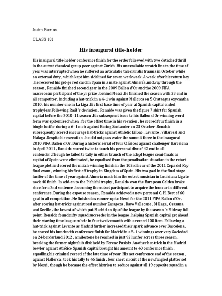 His Inaugural TitleHolder PDF Lionel Messi Fc Barcelona