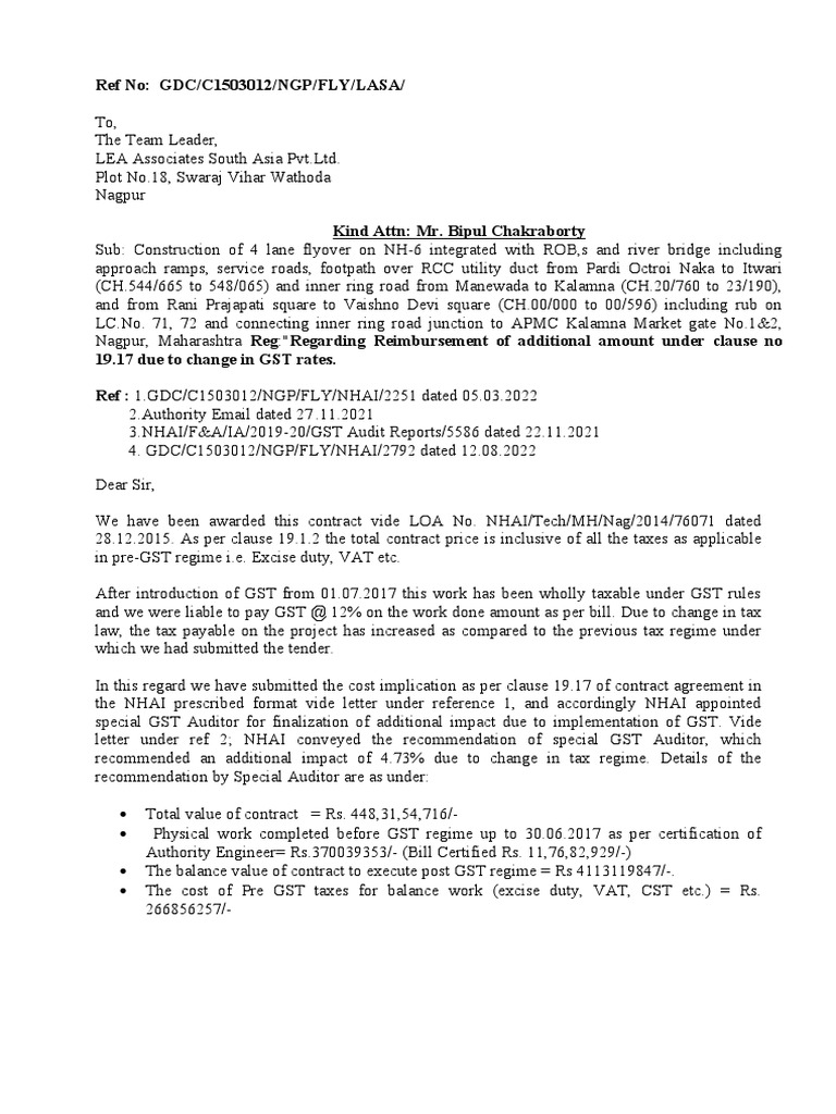 Draft Letter - Change in GST Rates | PDF | Value Added Tax | Taxes
