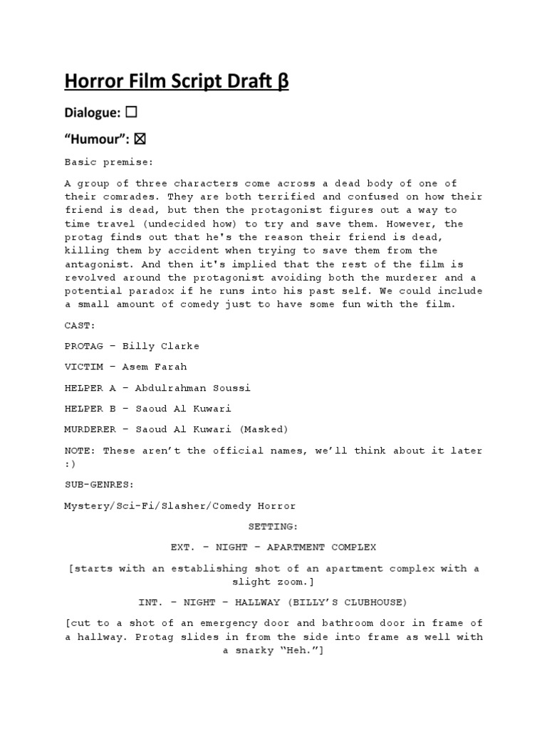 Horror Movie Scripts Pdf _ Downloadable Movie Scripts, Screenplays and ...
