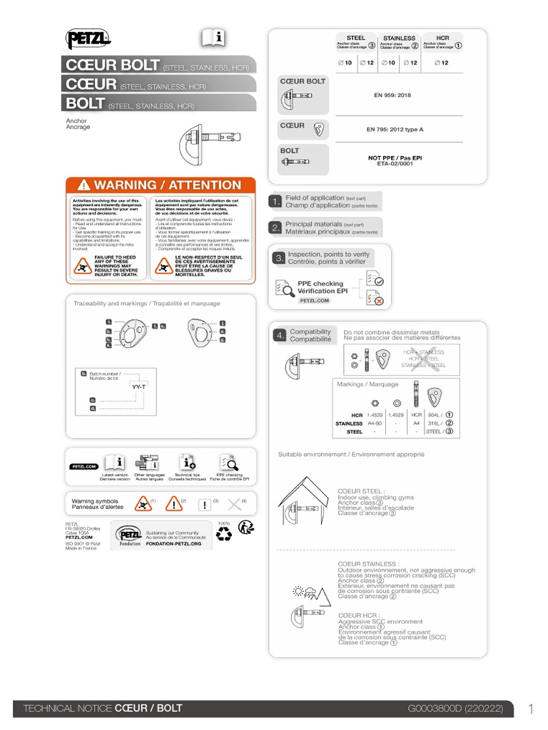 Technical Notice COEUR BOLT STEEL STAINLESS HCR 1 | Download Free PDF ...