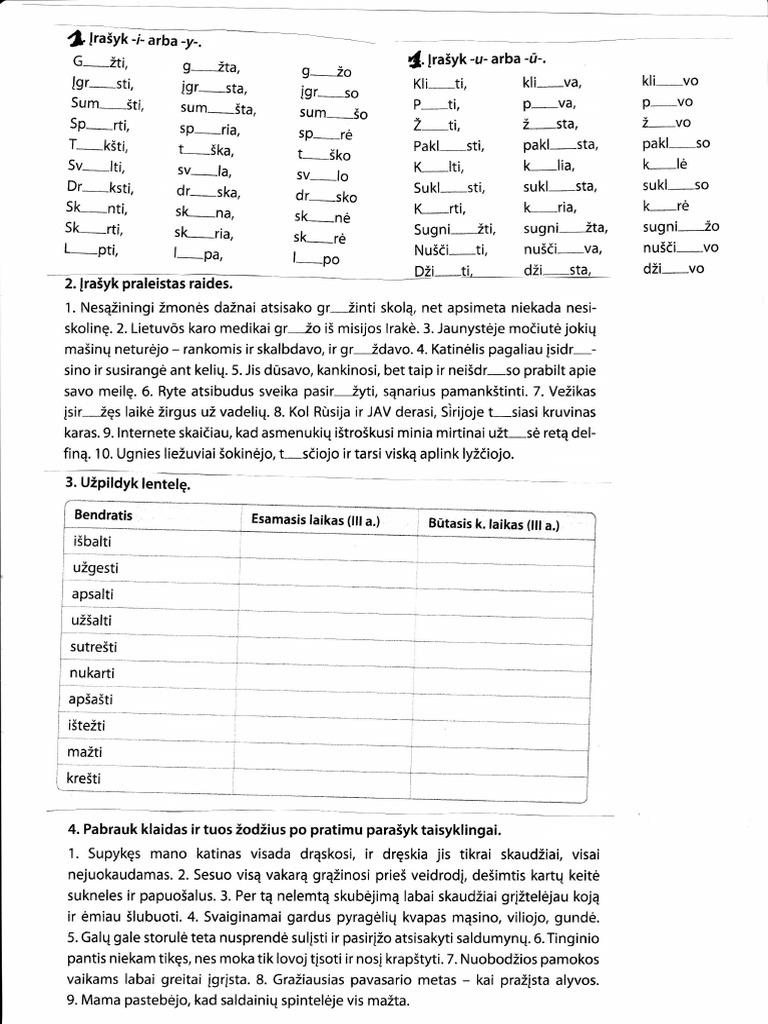 Veiksmažodžio Rašyba 10-26 | PDF