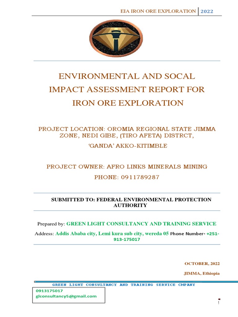 EIA Report for Iron Ore Exploration 2022 | PDF | Environmental Impact ...