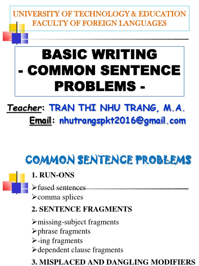 Common Sentence Problems Explained | PDF | Comma | Linguistics