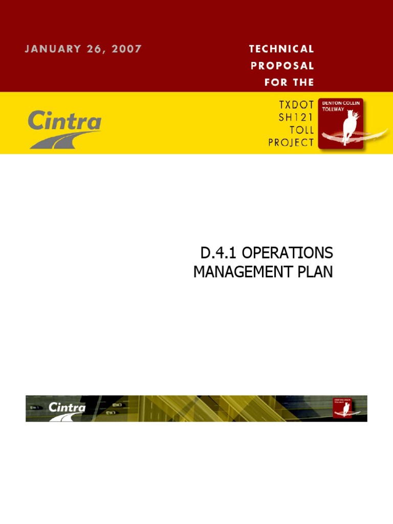 Opreation MGMT Plan PDF Road Surface Road