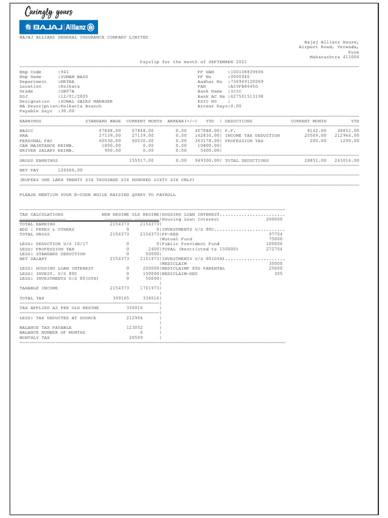 Bajaj Allianz PDF Payroll Tax Taxes