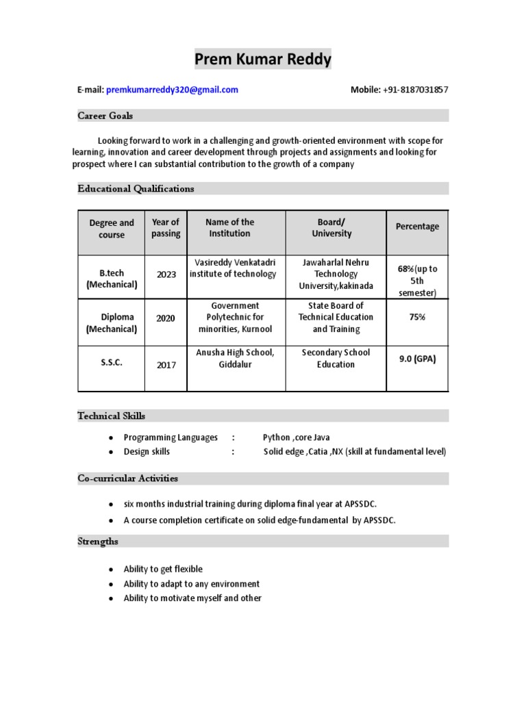 Prem Kumar Reddy | PDF | Stress (Mechanics) | Deformation (Engineering)