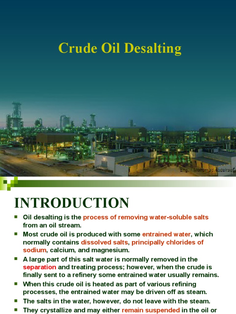 Crude Oil Desalting Process Guide | PDF | Petroleum | Water