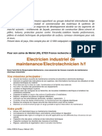 Offre Demploi Etex Electricien Industriel Electromecanicien 06 10 22