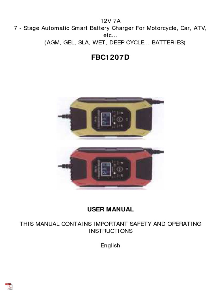 12V 7A Smart Battery Charger Manual | PDF | Battery Charger | Energy ...