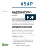 2013 05 ASAP Spanish Alerta Empleadores Venezolanos Nueva Regulamento Establece Requisitos Adicionales Jornada Laboral Dias Descanso